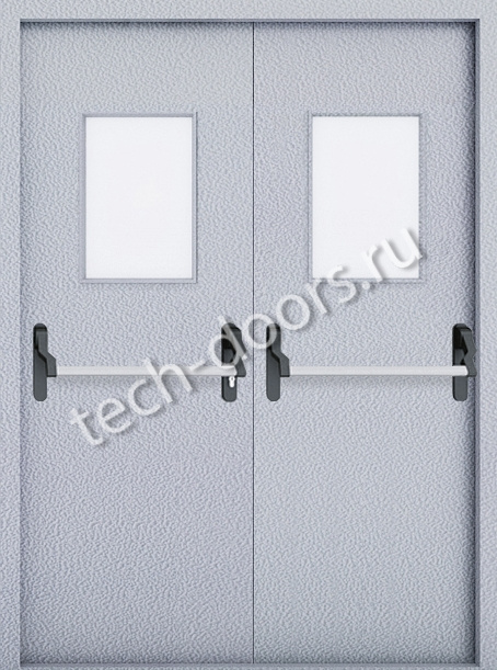 Дверь противопожарная двупольная 1550x2050 остекленная с антипаникой ei-60